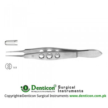 Castroviejo Suture Tying Forcep 1 x 2 Teeth with Tying Platform Stainless Steel, 11 cm - 4 1/4" Tip Size 0.3 mm